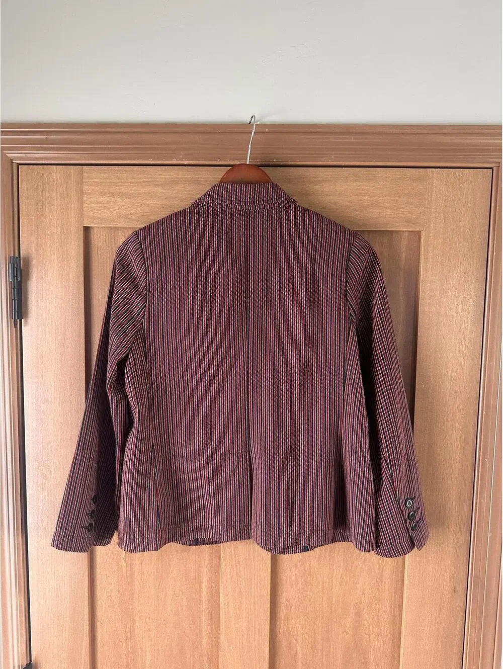 The GREAT. Shrunken Blazer Country Road Pinstripe Red Blue Women’s size 1 Small - Picture 5 of 14